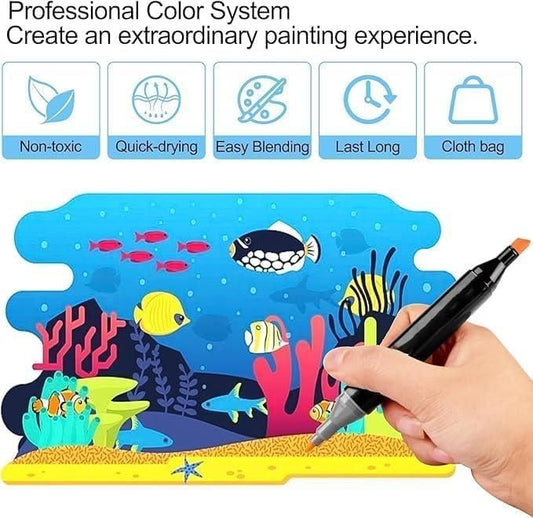 Touch Art Markers Set 48 Colors Dual-Tip Brush